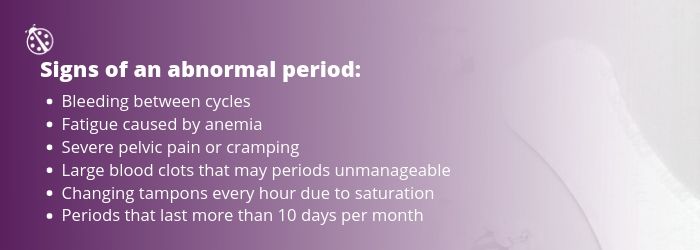 signs and symptoms of abnormal or irregular menstrual period