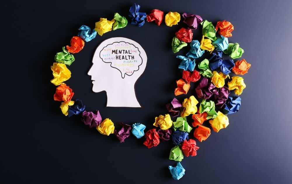 Brain shaped thought cloud for mental health awareness