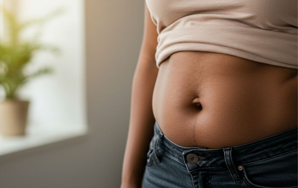Showing what a fibroid belly looks like