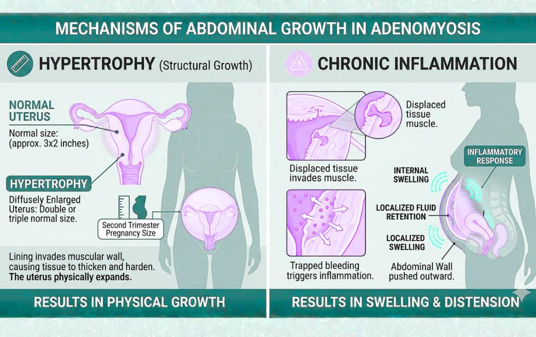 Can Adenomyosis Cause Weight Gain? 3 Abdominal growth with adenomyosis